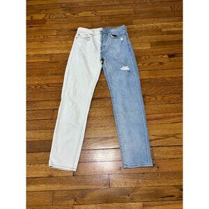 7 For All Mankind Womens Josefina Skinny Boyfriend Jeans Sz 26 Blue White Denim
